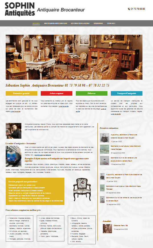 Sophin Antiquités création et référencement site internet